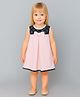 ShopperTree Cotton Knit Sleeveless Bow Applique Detailed Checked Dress - Light Pink