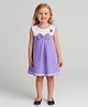 ShopperTree Cotton Woven Sleeveless Polka Dots Printed & Butterfly Embroidered Dress - Purple