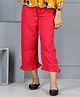Cutiekins Cotton Woven Solid Frill Detailed Mid Rise Capri - Red