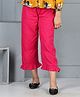 Cutiekins Cotton Woven Solid  Frill Detailed Mid Rise Capri - Pink