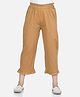Cutiekins Cotton Woven Solid Frill Detailed Mid Rise Capri - Camel Brown