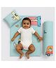Zikku 3 in 1 Baby Bedding Set ( Quilt + Pillow + Diaper changing pad) - Car Print, Blue