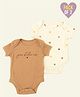 furr balls Organic Cotton Knit Pack Of 2 Half Sleeves You Stole Our Heart Text Printed Onesies - Tan & Off White