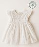 furr balls 100% Organic Cotton Woven Sleeveless Lace & Pearl Embellished Dress - Off White