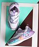 ABROS Printed Mesh & Pig Applique Detailed Velcro Closure Shoes - Lavender & Off White