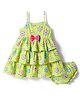 Babyhug Single Jersey Knit Sleeveless Frock With Floral Print & Bloomer - Light Green