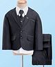 Rikidoos Full Sleeves Solid 4 Piece Party Suit Set With Tie - Black