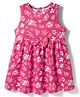 Babyhug Single Jersey Knit Sleeves Floral Printed Frock with Bow Applique - Pink
