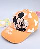 Babyhug Disney Cotton Woven Summer Cap With Mickey Mouse Graphics Yellow - Diameter 19 cm