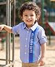 Babyhug Cotton Woven Full Sleeve Text Printed Cut & Sew Shirt - Blue