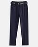 CAVIO Cotton Blend Woven Solid Trouser With Belt - Navy Blue