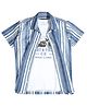 CAVIO Cotton Woven Half Sleeves Striped Shirt & Tee Set - Navy Blue