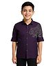 Charchit Cotton Woven Full Sleeves Tiger Designed Shirt - Dark Maroon