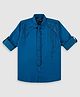 CAVIO Cotton Woven Full Sleeves Stones Embellished Shirt With Tie - Blue
