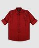 CAVIO Cotton Woven Full Sleeves Stones Embellished Shirt With Tie - Maroon