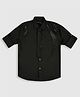 CAVIO Cotton Woven Full Sleeves Stones Embellished Shirt With Tie - Black
