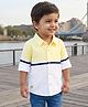 Babyhug Cotton Woven Full Sleeve  Cut & Sew Solid Colour Shirt - Yellow & White