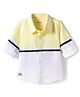 Babyhug Cotton Woven Full Sleeve  Cut & Sew Solid Colour Shirt - Yellow & White
