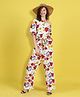 Cutiekins Woven Half Sleeves One Shoulder Floral Printed Jumpsuit - Off White & Red