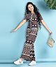Cutiekins Woven Half Sleeves Tribal Pattern Printed Jumpsuit - Multi Colour