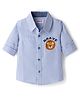 Babyhug Cotton Woven Full Sleeves Striped Shirt With Lion Patch - Blue