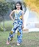 Cutiekins Woven Sleeveless Floral Printed Top & Palazzo Set - Yellow & Blue