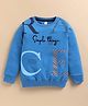 giniekids Sinker Knit Full Sleeves Simple Things Text Printed Light Winter Sweatshirt - Sikago Blue