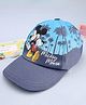 Babyhug Disney Cotton Woven Summer Cap With Mickey Mouse Graphics Navy Blue - Diameter 18 cm