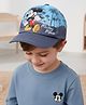 Babyhug Disney Cotton Woven Summer Cap With Mickey Mouse Graphics Navy Blue - Diameter 15 cm
