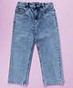 Kiddopanti Denim Woven Rhinestones Embellished Mild Washed Jeans - Light Rag Blue