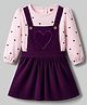 Babyhug Cotton Woven Frock with Full Sleeves Tee & Heart Print - Purple