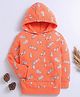 Nino Bambino Organic Cotton Knit Full Sleeves Bunny Printed Light Winter Hoodie - Orange
