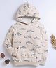 Nino Bambino Organic Cotton Knit Full Sleeves Shark Printed Light Winter Hoodie - Grey