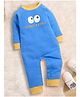 Nino Bambino Organic Cotton Knit Full Sleeves Googly Eyes Text Printed Romper - Blue