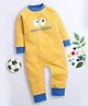 Nino Bambino Organic Cotton Knit Full Sleeves Googly Eyes Text Printed Romper - Yellow