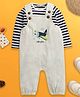 Nino Bambino Organic Cotton Knit Full Sleeves Tee With Aeroplane Printed Dungaree Set - Multi Colour