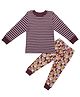 Nino Bambino Oragnic Cotton Knit Full Sleeves Striped Night Suit Set - Multi Colour
