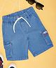 Pantaloons Junior Denim Wave Embroidered Shorts - Navy Blue