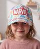 Babyhug Marvel Cotton Woven Summer Cap with Avengers Graphic White - Diameter 19 cm
