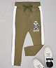 Pantaloons Junior Cotton Knit Robot Printed Side Taped Joggers - Olive Green