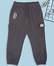 Pantaloons Junior Cotton Knit Athletic Crew Text Printed Pants - Grey
