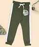 Pantaloons Junior Cotton Knit Hello World Text Printed Side Taped Joggers - Olive Green