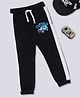 Pantaloons Junior Cotton Knit Truck Printed Side Taped Joggers - Black