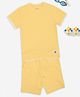 Pantaloons Junior Cotton Knit Half Sleeves Solid Tee & Shorts Set - Yellow