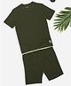 Pantaloons Junior Cotton Knit Half Sleeves Solid Tee & Shorts Set - Olive Green