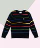Pantaloons Junior Knit Full Sleeves Striped Sweater - Black