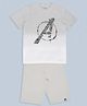 Pantaloons Junior Cotton Knit Marvel Featuring Half Sleeves Avengers Logo Printed Ombre Tee & Shorts Set - Grey