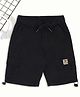 Pantaloons Junior Cotton Woven Court Champ Text Patch Detailed Shorts - Black