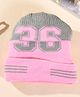 Little Palz Woollen Woven 36 Number Printed Cap - Pink - Circumference - 36.5 Cms