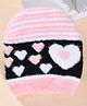 Little Palz Woollen Woven Heart Designed Fur Detailed Cap - Pink - Circumference - 36.5 Cms